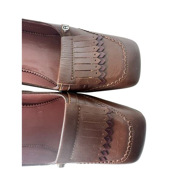 Vintage 1990s Etianne Aigner 7M eysabel brown leather 2.5" chunky heel pumps - Picture 6 of 12